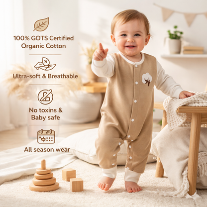 Organic Cotton Romper Beige