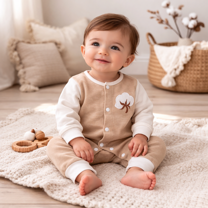 Organic Cotton Romper Beige