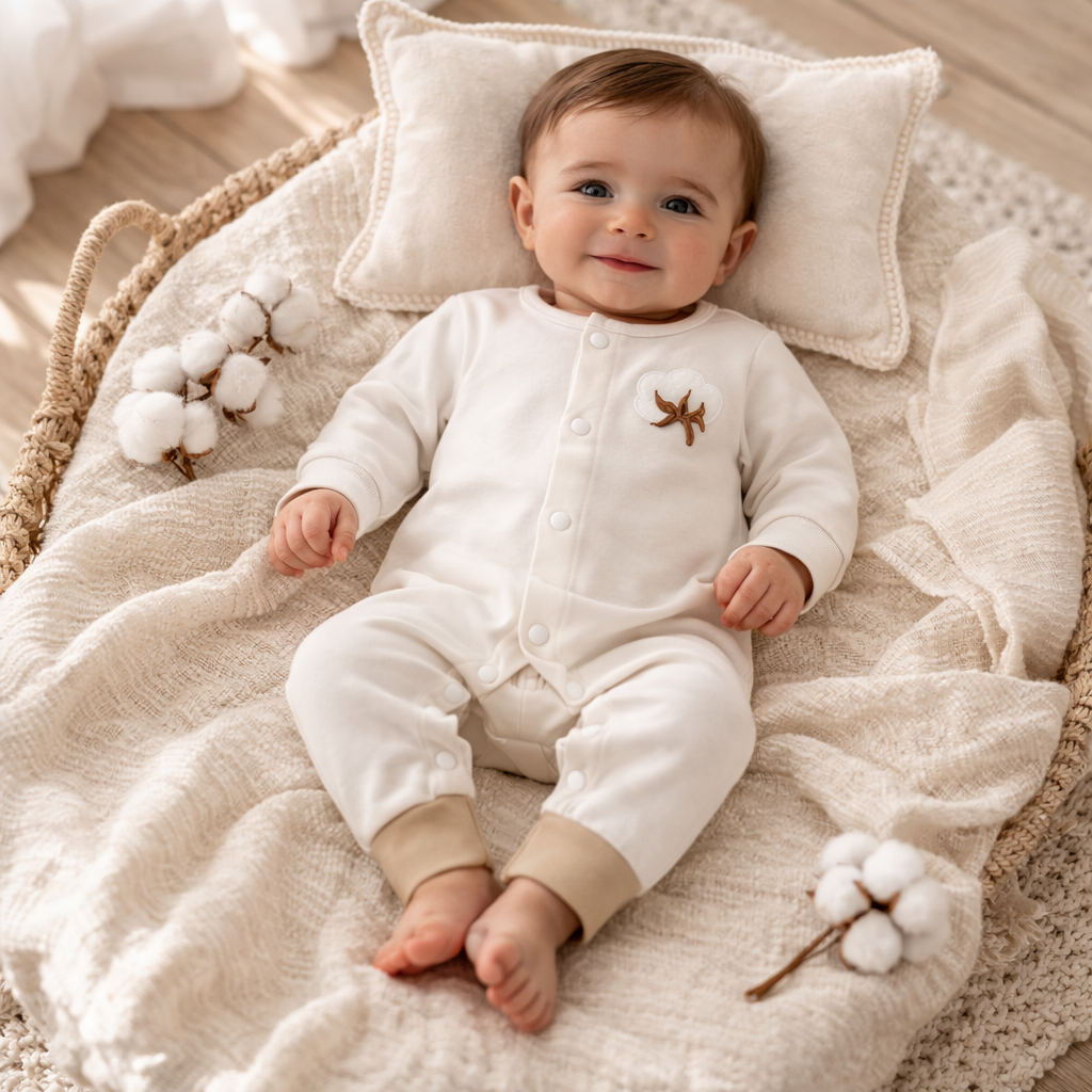 Organic Cotton Romper Ivory