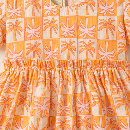 Crinkle Muslin Frill Frock- Tropical