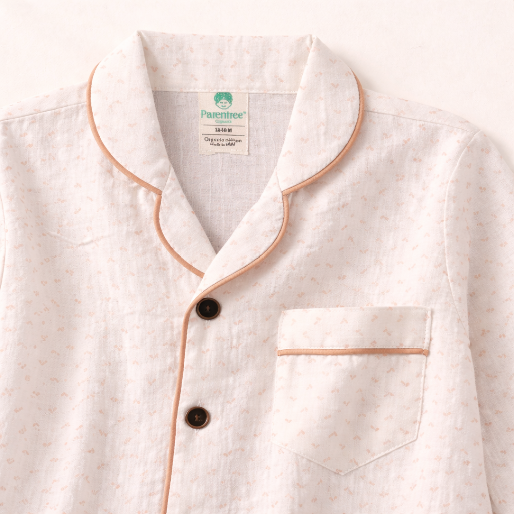 Unisex Crinkle Muslin Night Suit - Soft White