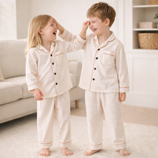 Unisex Crinkle Muslin Night Suit - Soft White