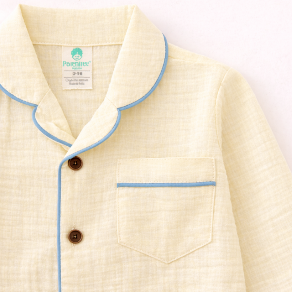 Unisex Soft Crinkle Muslin Night Suit - Butter Yellow