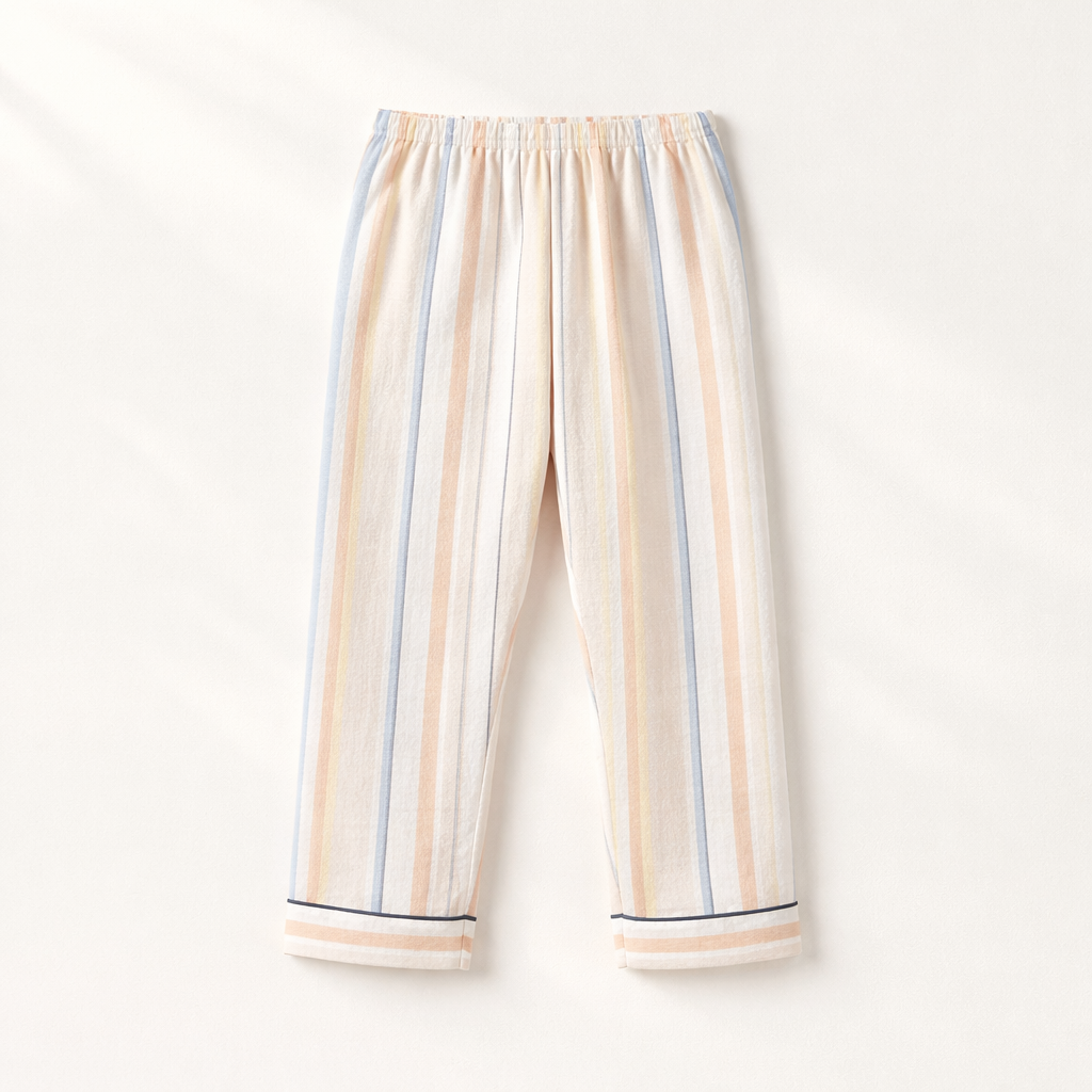 Unisex Crinkle Muslin Night Suit - Stripped