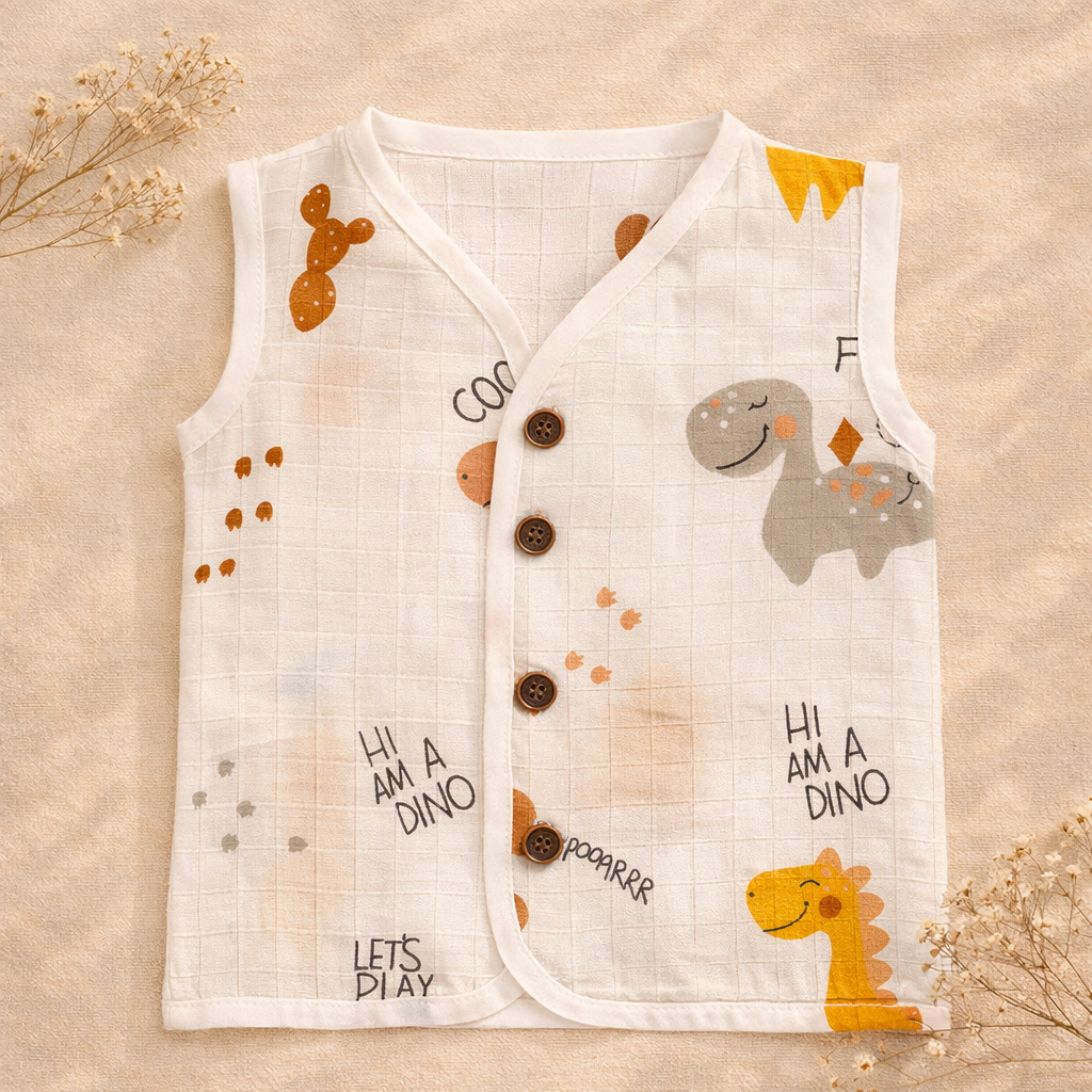 Organic Muslin Unisex Sleeveless Jabla - Tinysaurus