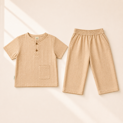 Unisex Crinkle Muslin Nightwear -  Oatmeal