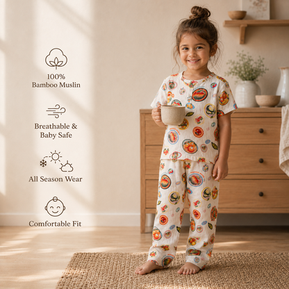 Unisex Crinkle Muslin Nightwear - Mango Mood