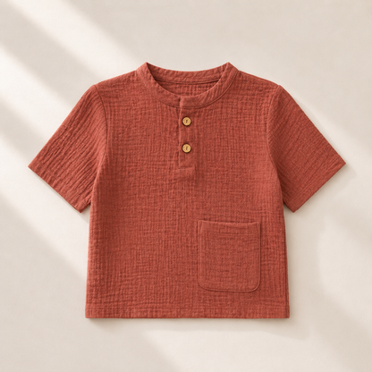 Unisex Crinkle Muslin Nightwear - Warm Rust