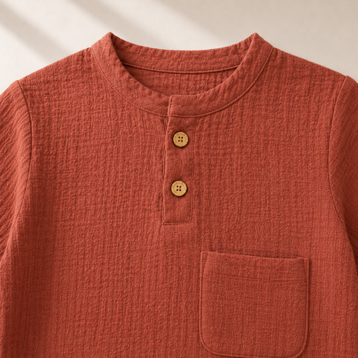 Unisex Crinkle Muslin Nightwear - Warm Rust