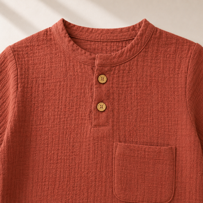 Unisex Crinkle Muslin Nightwear - Warm Rust