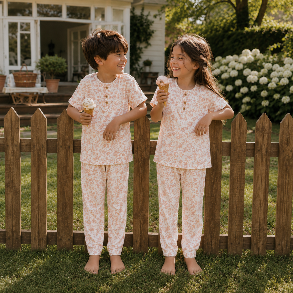 Unisex Crinkle Muslin Nightwear - Peach Blossom