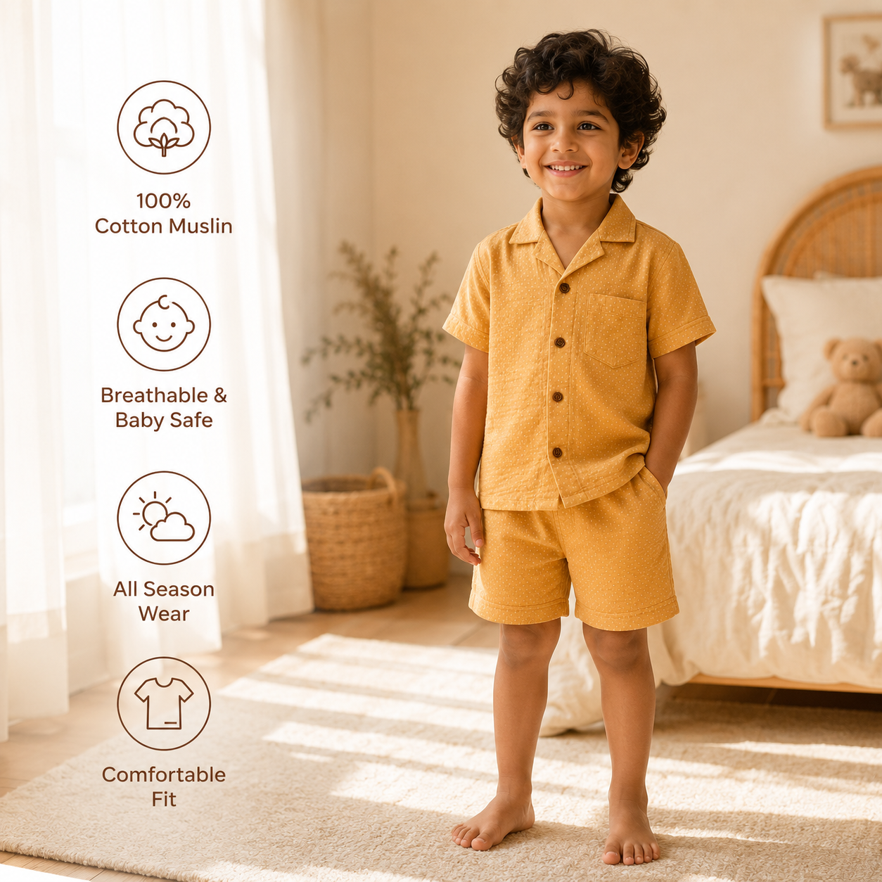 Unisex Crinkle Muslin Nightwear - Honey Dot