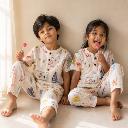 Unisex soft Muslin Nightwear -  Seaside Smiles