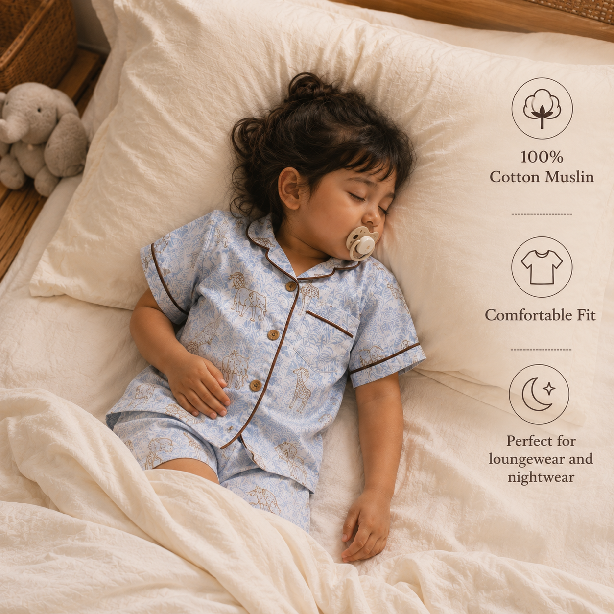 Unisex Crinkle Muslin Nightwear - Mini Safari