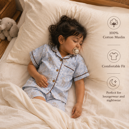 Unisex Crinkle Muslin Nightwear - Mini Safari