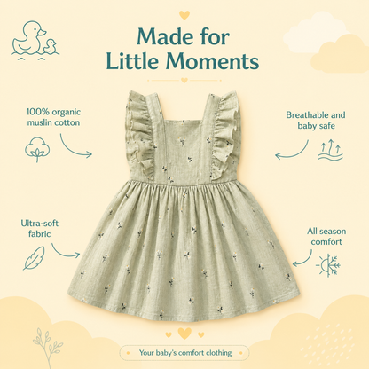 Crinkle Muslin Frock - Coastal Sage