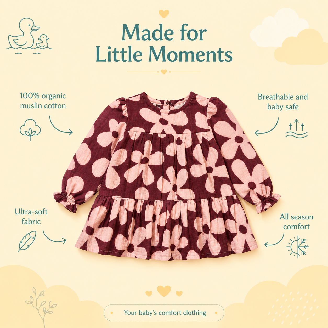 Crinkle Muslin Frock - Spiced Berry