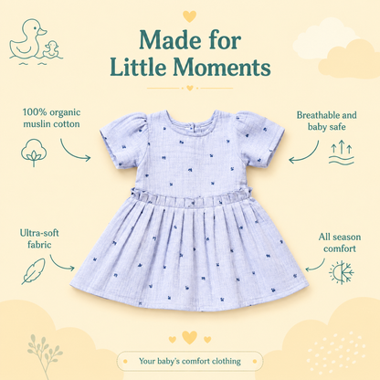 Crinkle Muslin Frock - Bluebell