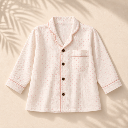 Unisex Crinkle Muslin Night Suit - Soft White