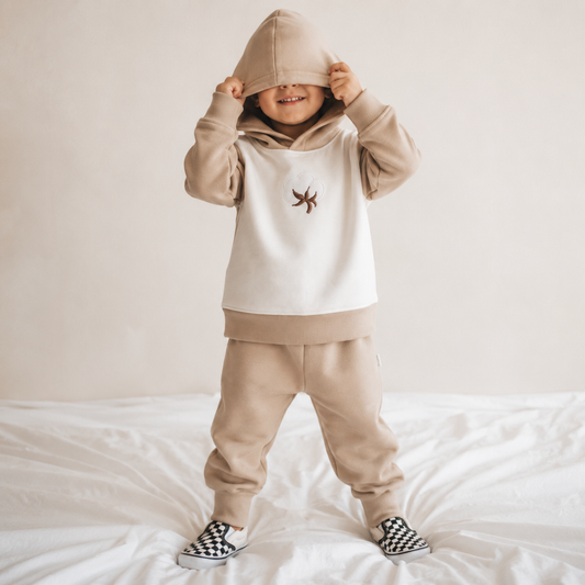 Everyday Cotton Loungewear Set- Ivory Brown