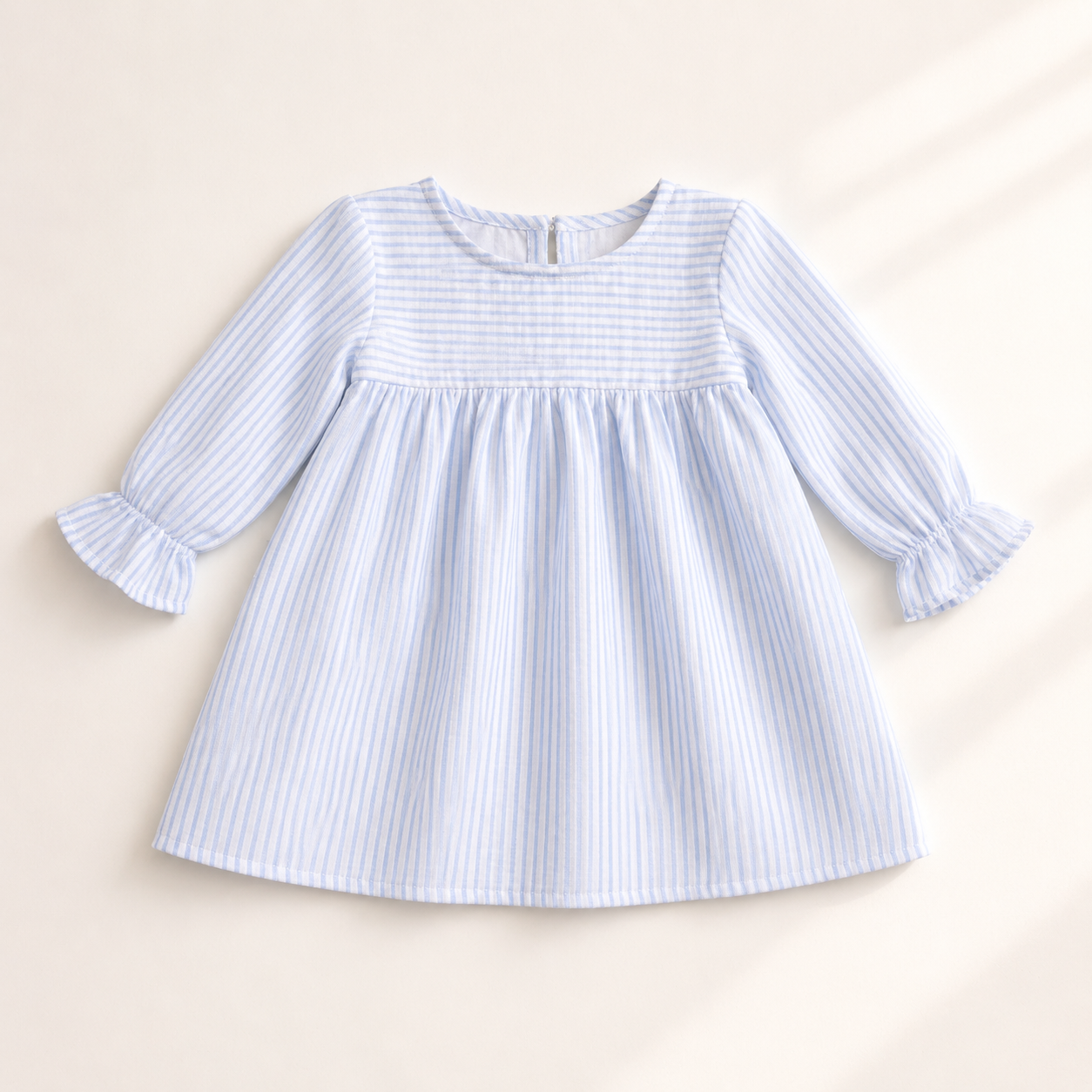 Crinkle Muslin Frill Frock - Powdery Blue