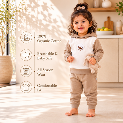 Everyday Cotton Loungewear Set- Ivory Brown