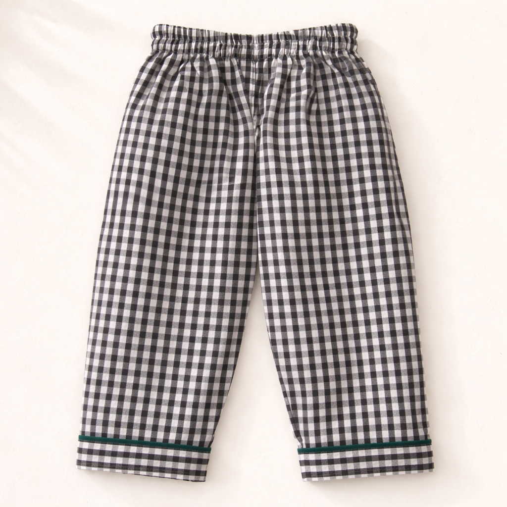 Unisex Cotton Seersucker Night Suit - Black & White Checkered