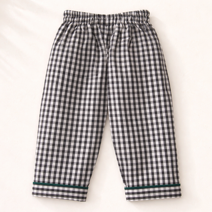 Unisex Cotton Seersucker Night Suit - Black & White Checkered