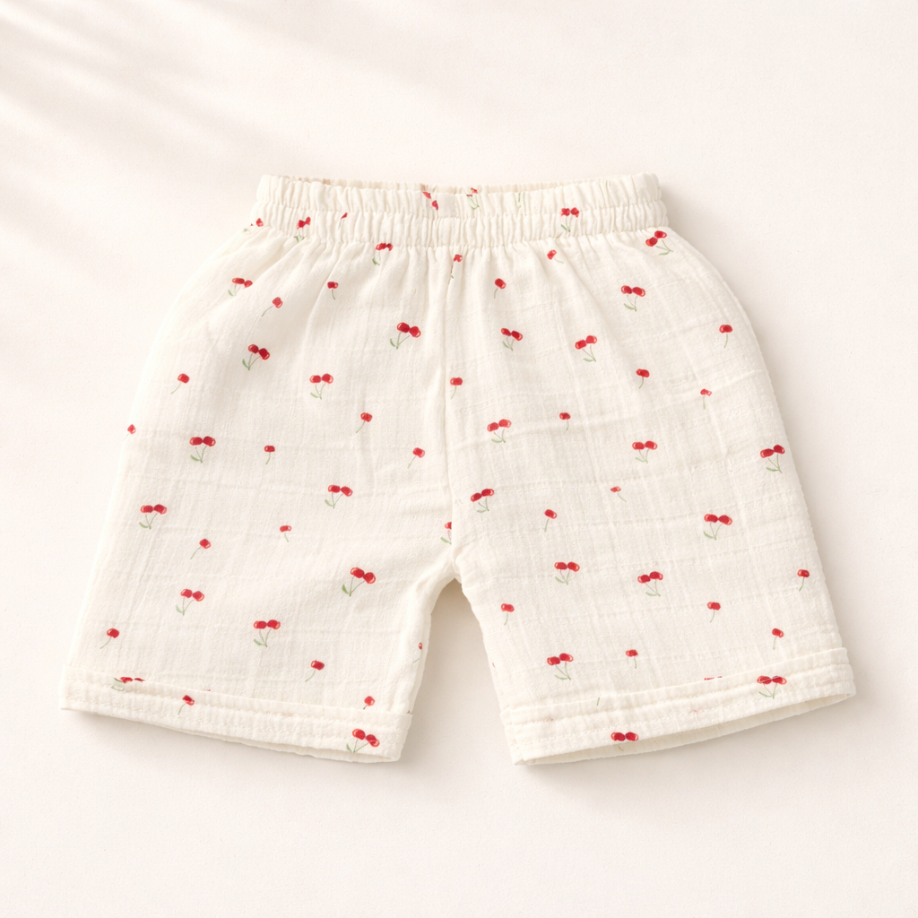 Unisex Crinkle Muslin Nightwear - Cotton Cherry