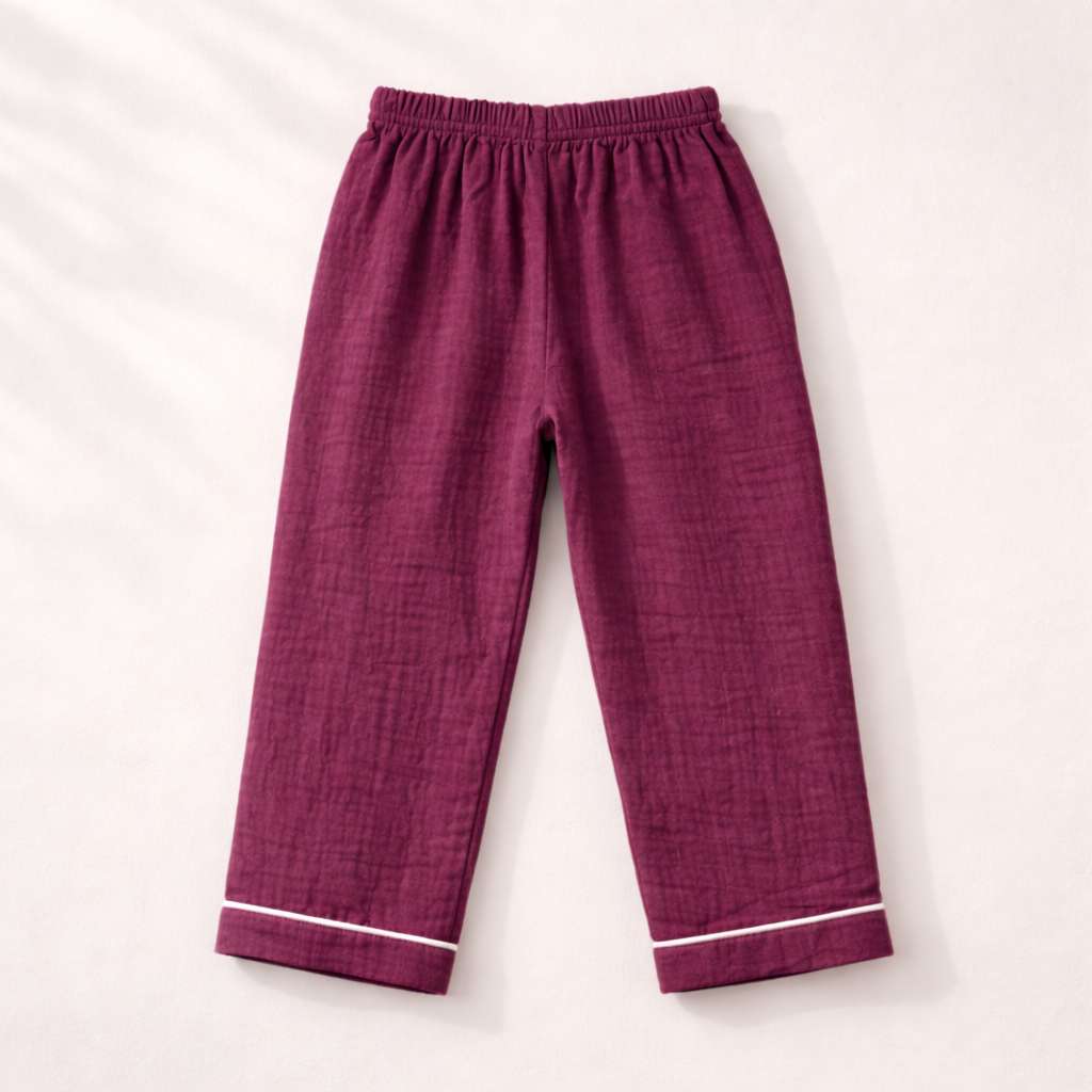 Unisex Crinkle Muslin Night Suit - Sweet Mulberry