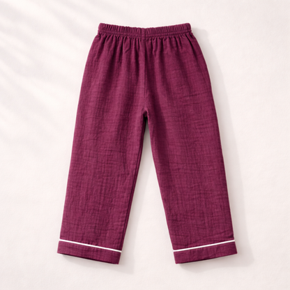 Unisex Crinkle Muslin Night Suit - Sweet Mulberry