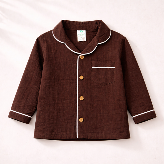 Unisex Crinkle Muslin Shirt - Hot Chocolate