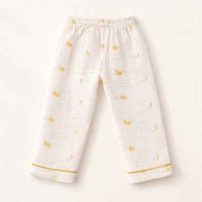 Unisex Crinkle Muslin Night Suit - Little Duckling