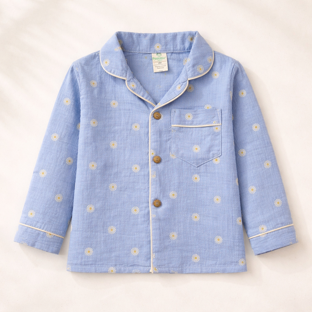 Unisex Crinkle Muslin Shirt - Blooming Blue