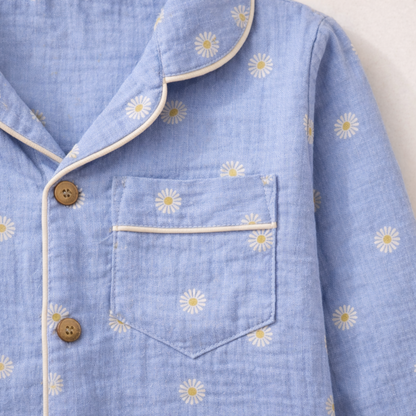 Unisex Crinkle Muslin Shirt - Blooming Blue