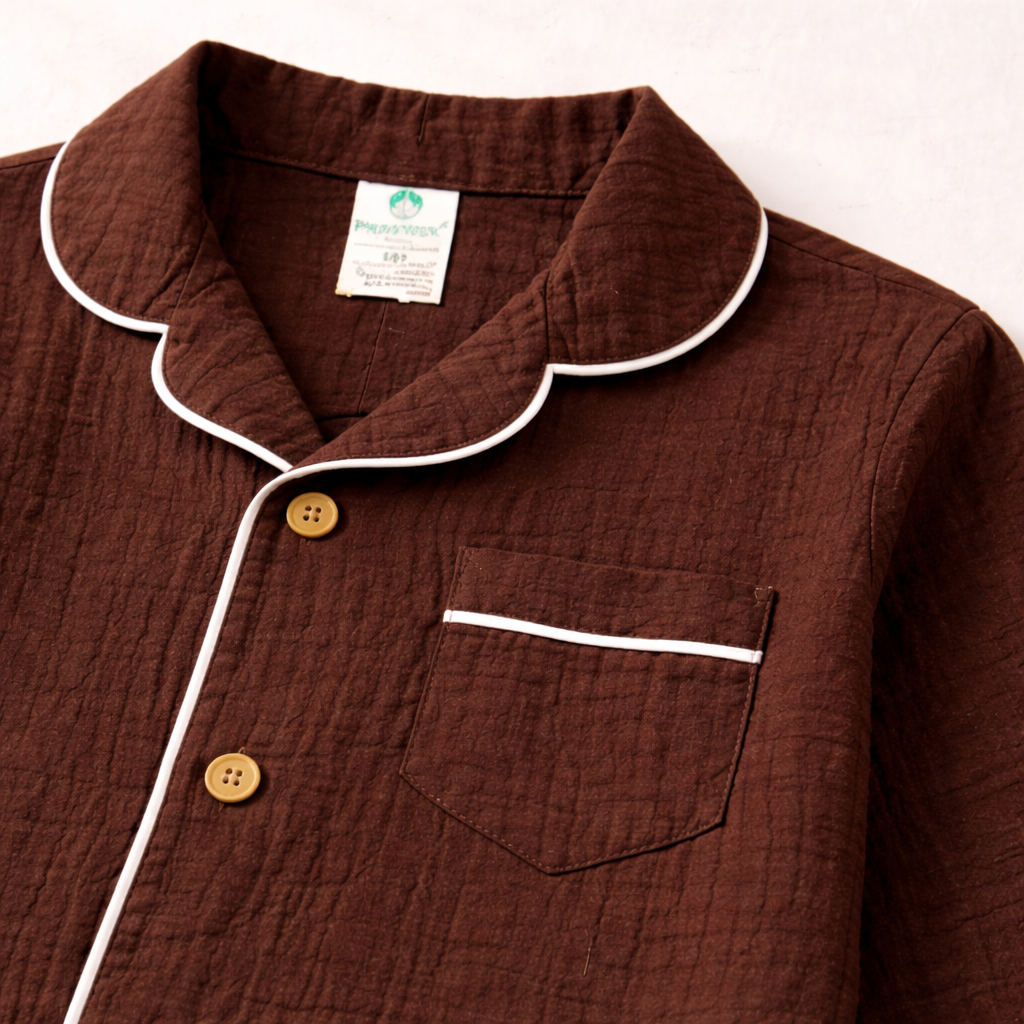 Unisex Crinkle Muslin Shirt - Hot Chocolate