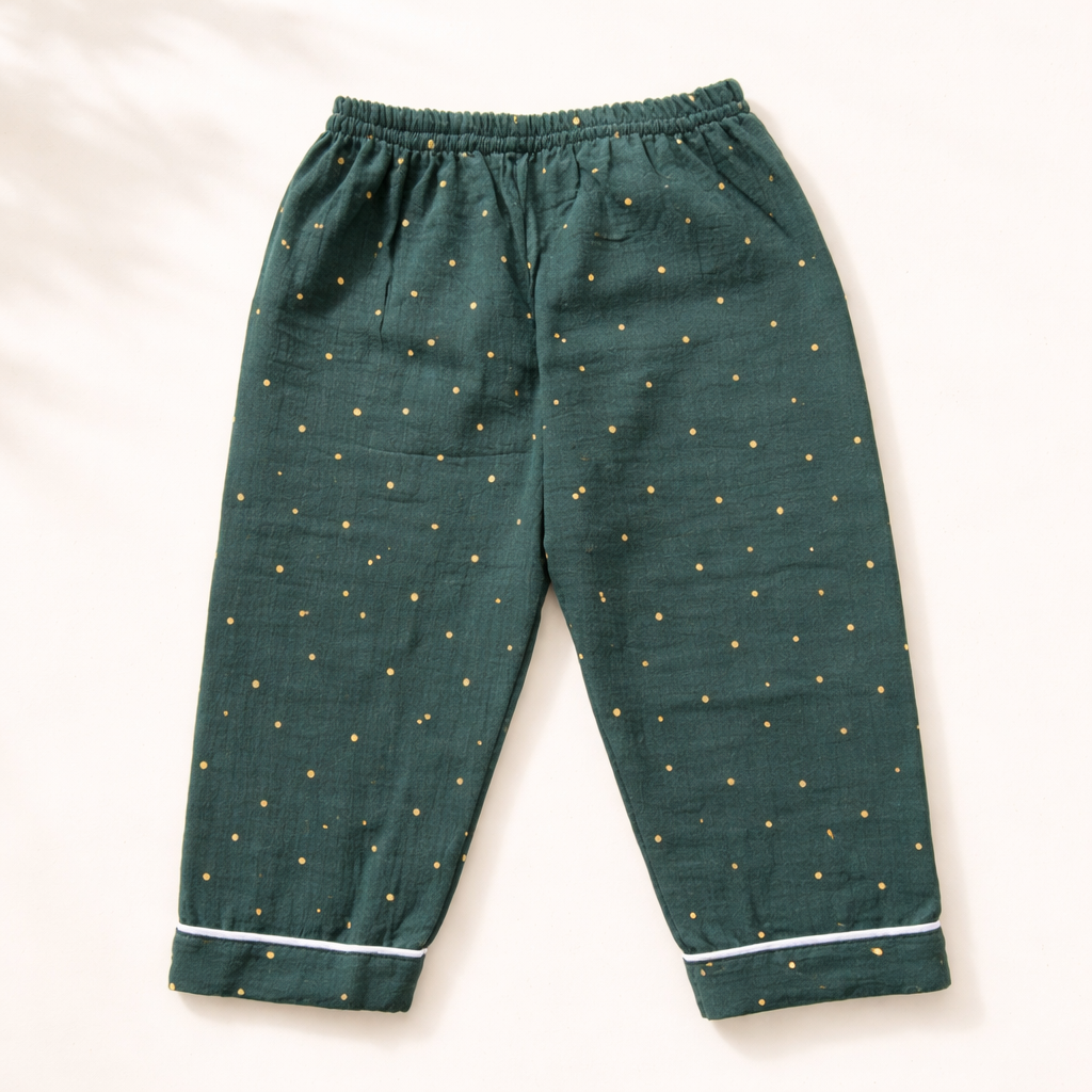 Unisex Crinkle Muslin Night Suit - Hunter Green