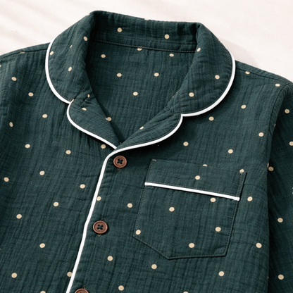 Unisex Crinkle Muslin Night Suit - Hunter Green