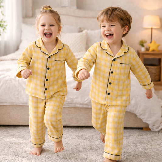 Unisex Crinkle Muslin Night Suit - Honeycrisp