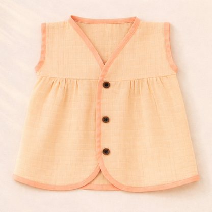 Baby Girl Organic Muslin Frill Jabla- Peach Glow