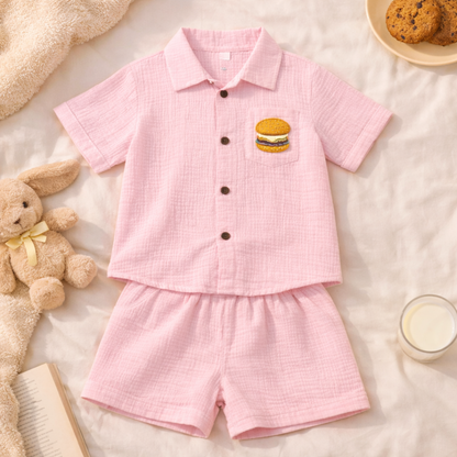 Unisex Crinkle Muslin Nightwear  - Pastel Pink