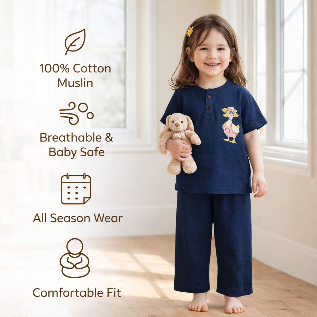 Unisex Crinkle Muslin Nightwear - Cool Duck