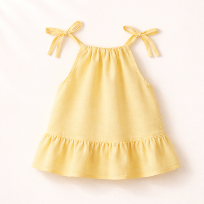 Baby Girl Organic Muslin Knot Jabla Frock - Yellow