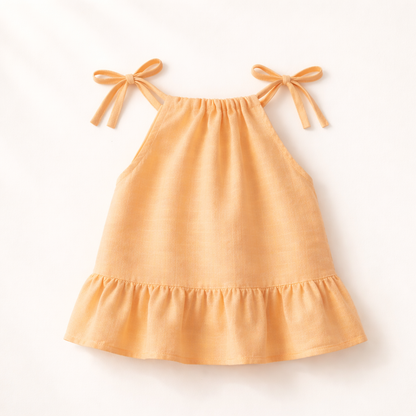 Baby Girl Organic Muslin Knot Jabla Frock - Peach