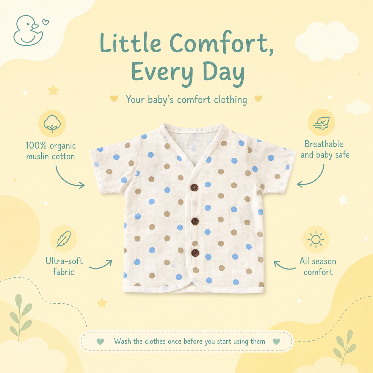 Organic Muslin Unisex Jabla - Polka Dot