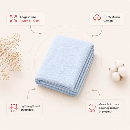Muslin Swaddle- Powder Blue