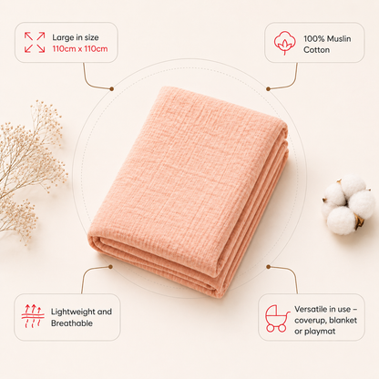 Muslin Swaddle - Peach Sorbet