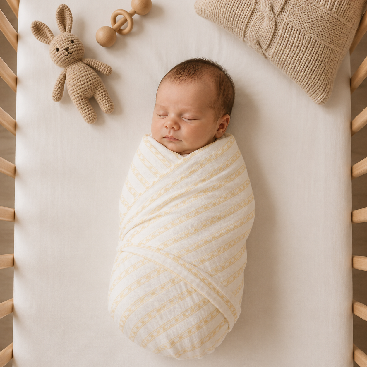 Muslin Swaddle - Buttercream Stripe