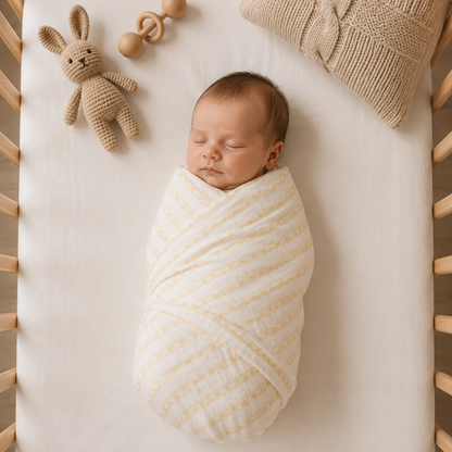 Muslin Swaddle - Buttercream Stripe