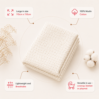 Muslin Swaddle - Soft Polka